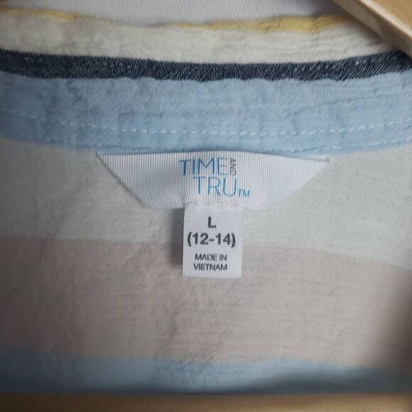 Time and Tru Burton Down Yellow and Blue Stripped Short Sleeve Shirt - Picture 4 of 8